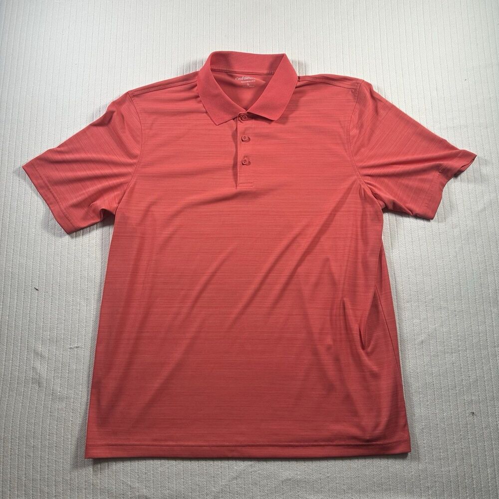 Croft & Barrow Mens Polo Shirt Large Pink Performance Golf Short Sleeve